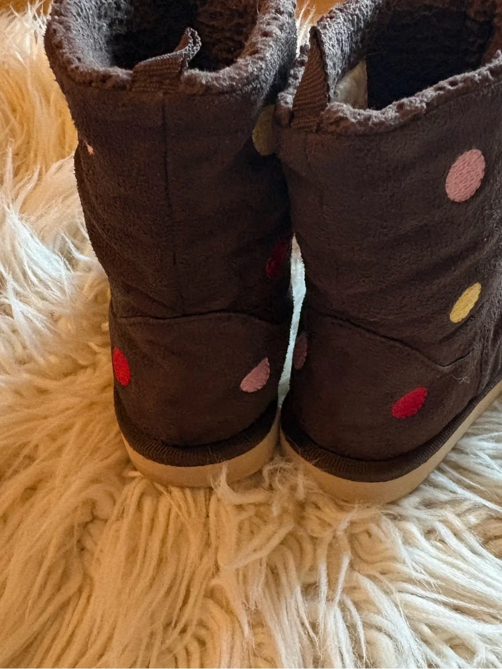 Gymboree Fall For Monkeys Sz 5 Toddler Brown Polka Dot Fall Boots 12-18 mths
